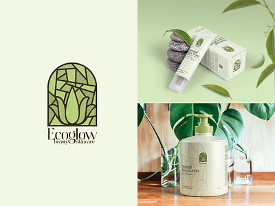 Ecoglow - Eco-Friendly Beauty & Skincare aloevera brand branding clean design flat graphic design green logo logodesign lotus minimal nature package packagedesign simple