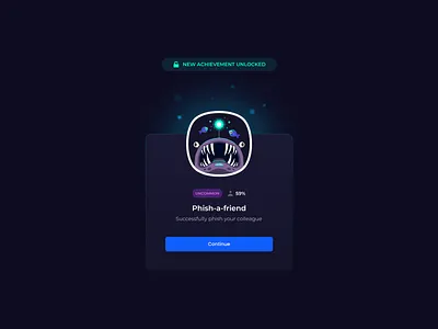 Achievement for phishing training achievement angler fish badge badge design card design fish illustration phishing prize trophy ui design unlocked achievement