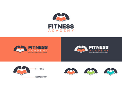 Fitness Academy Logo academy ai arms book coach creative education exercise fit fitness gym hand health illustration logo meaningful minimal muscle personal training