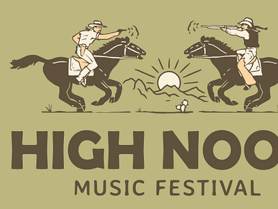 High Noon Music Festival branding design illustration logo monoline simple type typography vector