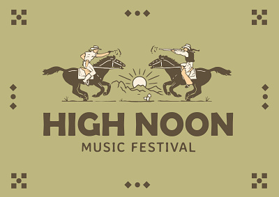 High Noon Music Festival branding design illustration logo monoline simple type typography vector