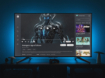 Day 25 : Streamlined TV Experience: Modern App UI Design age of ultron apple tv chandan chandan aheer daily ui 025 dailyui 025 iron man khambra creatives mobile movie movie app netflix show smarttv streamer television tv app tv show twitch overlay uxdesign