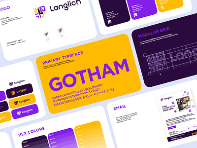 Langlich — Brand Guidelines for a e-learning App brand branding clean design graphic design guidelines icon identity illustration logo minimal vector