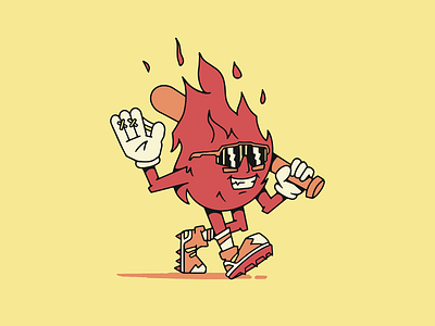 Fireball Baseball badge design baseball baseball illustration character design character illustration fire baseball fireball fun baseball character sports design sports illustration walking baseball walking fireball