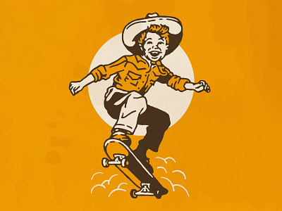 Skating Cowpoke branding character cowboy illustration skate brand skateboarding skater southwest vector