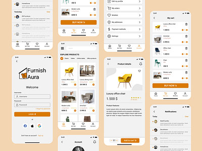 FurnishAura - Furniture Shopping App app eshop furniture furnitureshop shop ui