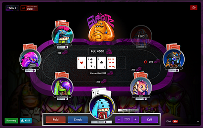 Poker table game UI 3d cards casino crypto figma game nft play poker table ui