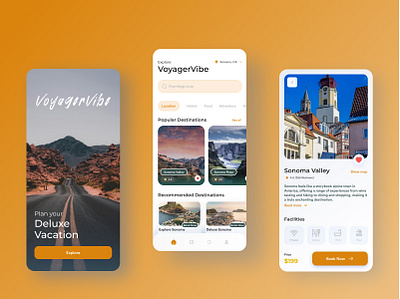 VoyagerVibe Travel App Design colors design logo ui ux vector