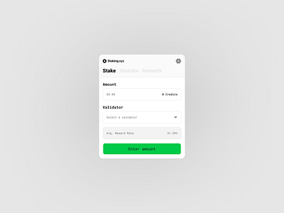 Clean and Intuitive Staking UI Widget financial technology