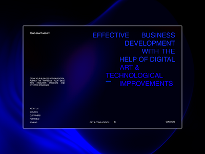 The first screen of the TouchCraft Agency website branding design typography ui ux