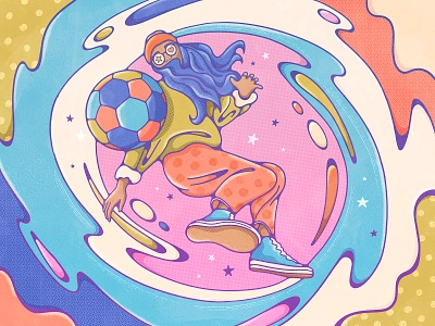 Soccer Skills ball colorful design footbal illustration movement procreate psychedelic retro soccer soccer skills sport illustration street style womens football