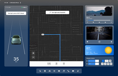 Daily UI Challenge #034 - Car Interface car dashboard car interface challenge climate control daily ui daily ui 34 dashcam gps navigation ui