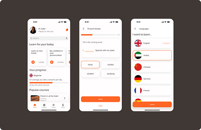 Language Learning App app design mobile ui