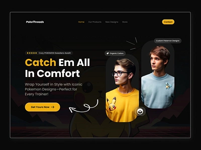 Landing Page : Pokémon Sweaters e commerce herosection landing page pokemon shopping sweater ui ui design ux web design