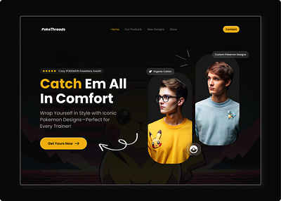 Landing Page : Pokémon Sweaters e commerce herosection landing page pokemon shopping sweater ui ui design ux web design