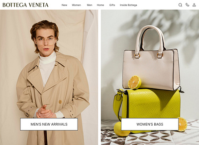 Bottega Veneta Landing Page app design ui