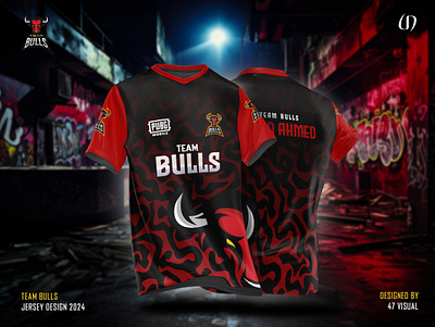 Team Bulls Esports Jersey Design 2024 apparel esports jersey gaming gaming design graphic design jersey jersey design logo design pubg mobile sports jersey t shirt