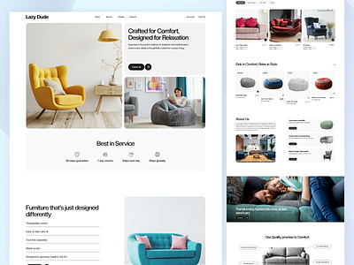 Lazy Dude- A Furniture E-commerce bean bag branding business cushion e commerce e shop furniture home decor interior design landing page marketing minimal online shopping online store product design service shopping sofa uiux design web design