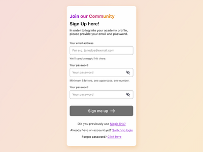 Sign up design adobe xd branding dailyui design ui ux