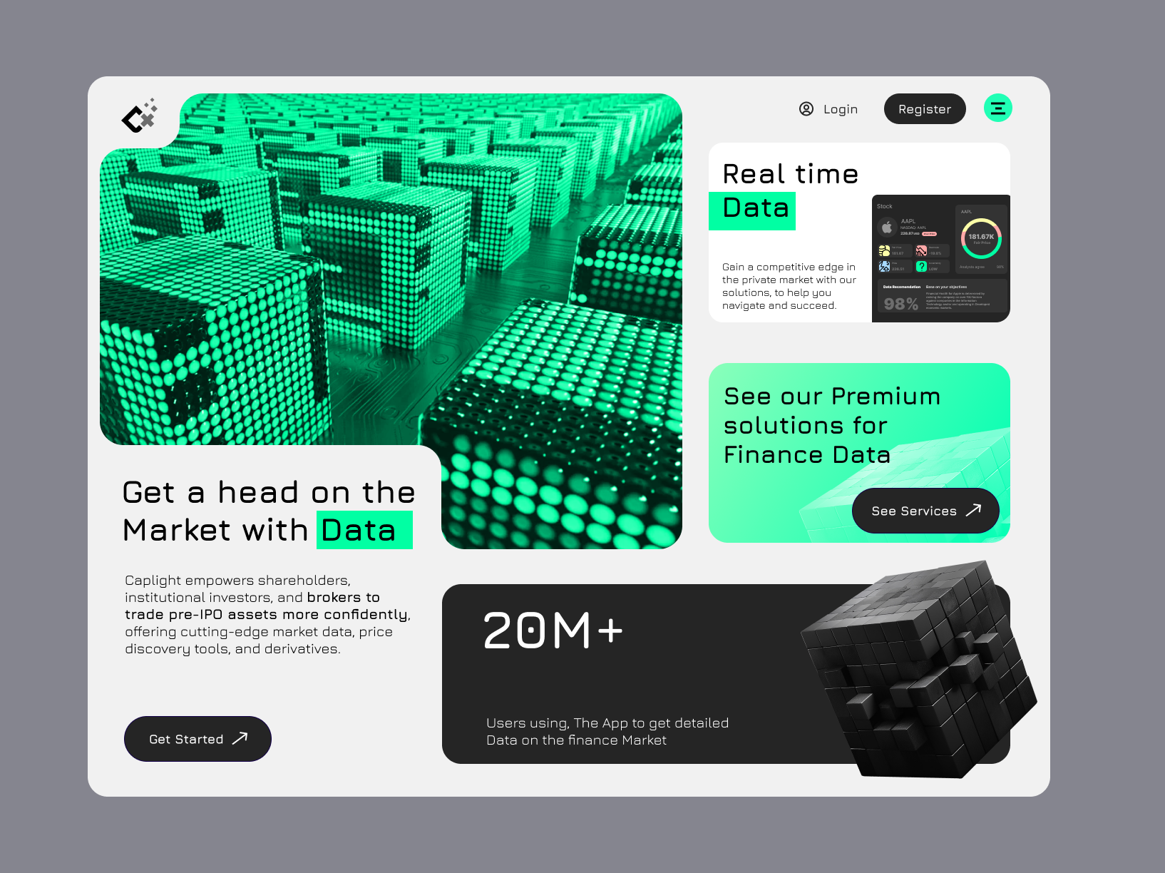 Data Finance Landing Page Design Website 3d analytics analytics dashboard bank landing page blockchain data data dashboard data website figma figma web finance landing page finance website fintech green website stock tech website ui web design website