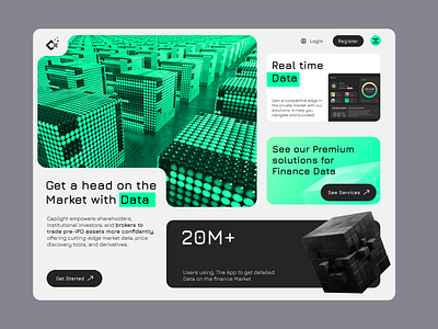 Data Finance Landing Page Design Website 3d analytics analytics dashboard bank landing page blockchain data data dashboard data website figma figma web finance landing page finance website fintech green website stock tech website ui web design website