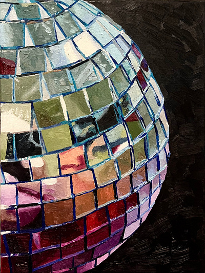 "Mirror Ball Abstract" abstract art fine arts illustration modern style oil painting visual arts