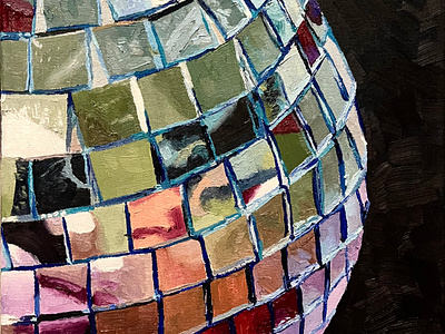 "Mirror Ball Abstract" abstract art fine arts illustration modern style oil painting visual arts