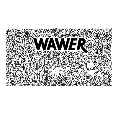 Wawer Pattern boar deer flowers illustration leafs rooster stroke wawer