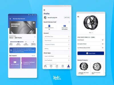 MR HSR - Membership Screen - Profile Screen - Product Detail automotive design graphic design membership design membership screen mobile apps design motion graphics point membership point screen product detail design product detail screen profile design profile screen reward screen tire ui ui design uiux designer user interface wheels