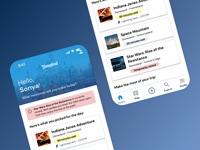 Disneyland App Redesign dailyui disney disneyland mobile theme park ui ux