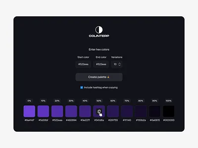 Colinterp - Shade palettes generator color picker colors figma gradient minimal product design shades tool ui ux