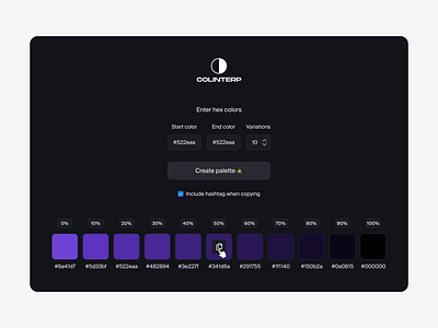 Colinterp - Shade palettes generator color picker colors figma gradient minimal product design shades tool ui ux