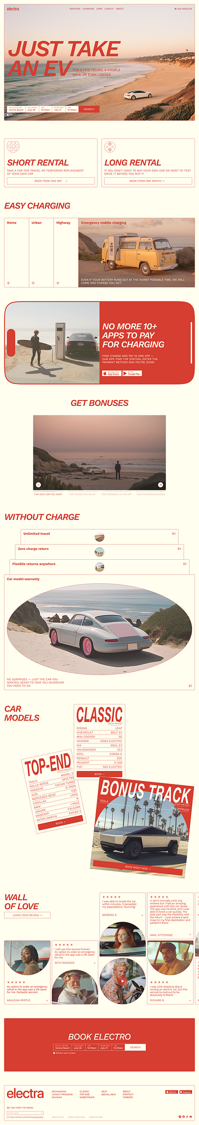 EV rental service landing page ai generative ai landing page midjourney ui web design