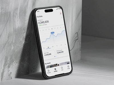 Apartment Investment Mobile App - Portfolio Chart 📈 agent apartment app design asset balance chart house investment investor ios list mobile apps portfolio product design property property apps property invest real estate real estate agent uiux