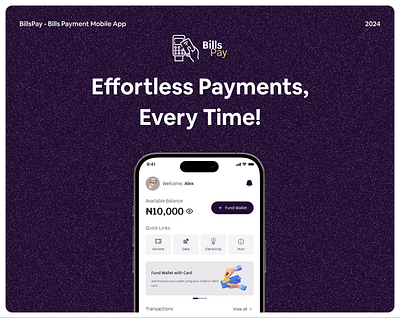 Bills Pay - A Bill Payment/VTU Mobile App Case Study billpaymentapp casestudy designprocess fintechdesign highfidelitydesign mobileappdesign productdesign ui uiux userexperience uxdesign