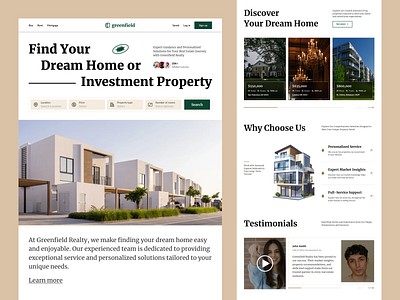 Landing Page Design for Real Estate Website agent design homepage landing page listing luxury modern property real estate real estate agency real property realty ui ux web design website website design