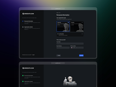 Onboarding app collage dashboard education onbaording signup ui university ux