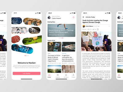 NexGen - News & Article Mobile App UI Kit article blog graphic design media mobile mobile app news ui uidesign uinewsapp uiux