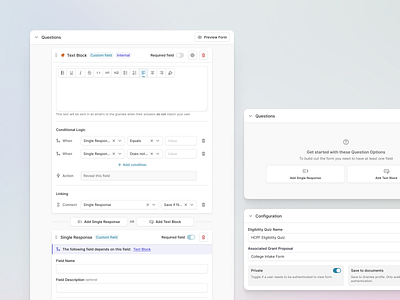 Form Builder app block crm dashboard editor form builder question response ui ux