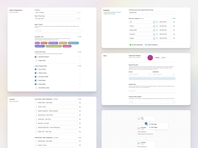 Settings configuration dashboard flow settings table ui user ux