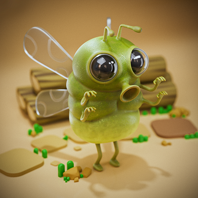 Little Flying 3d blender c4d catoon flying insect ip render