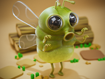 Little Flying 3d blender c4d catoon flying insect ip render