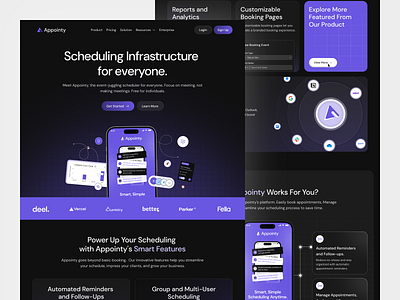 Appointy - Saas Calendar Booking Landing Page appointment booking platform booking system cal.com calendar calendar meeting calendly component date date picker event meeting product productivity saas schedule scheduling task task management timetable