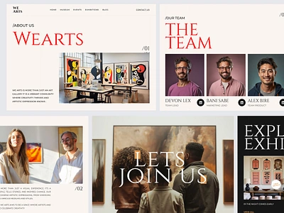 WeArts - About Us Page about page about us art artwork brand identity branding company page creativity design exhibition gallery landing page layout minimalist museum team page ui ux web design website