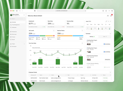 TeamTide - Dashboard [Prototype] company dashboard data details employee graphic hire human resource job management product design saas schedule task team uiux vacany