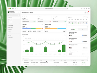 TeamTide - Dashboard [Prototype] company dashboard data details employee graphic hire human resource job management product design saas schedule task team uiux vacany