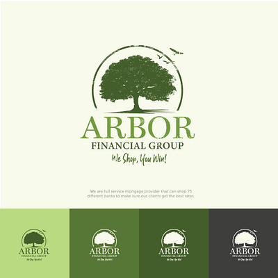 Arbor Financial Group branding classic financial green logo shopping tree logo