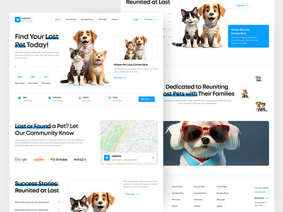 Pets Finder UI Kit Landing Page animals cat dog landing page peets finder pet pet finder pets ui ui design uiux web web design webapp website website design