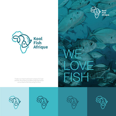 Kool Fish Afrique africa blue logo branding fish logo minimalist logo sea