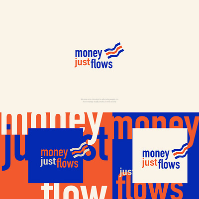 Money Just Flows blue red logo branding logo minimalist logo money simple logo